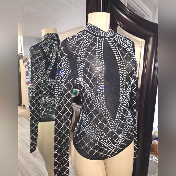 Embellished Sheer Bodysuit LARGE New No Tags - Picture 2 of 8